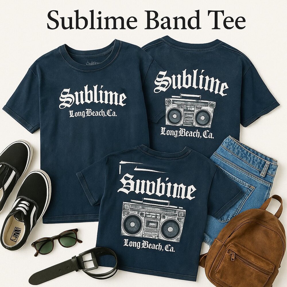 Sublime Long Beach CA Band Tee – Distressed Wash Graphic T-Shirt M